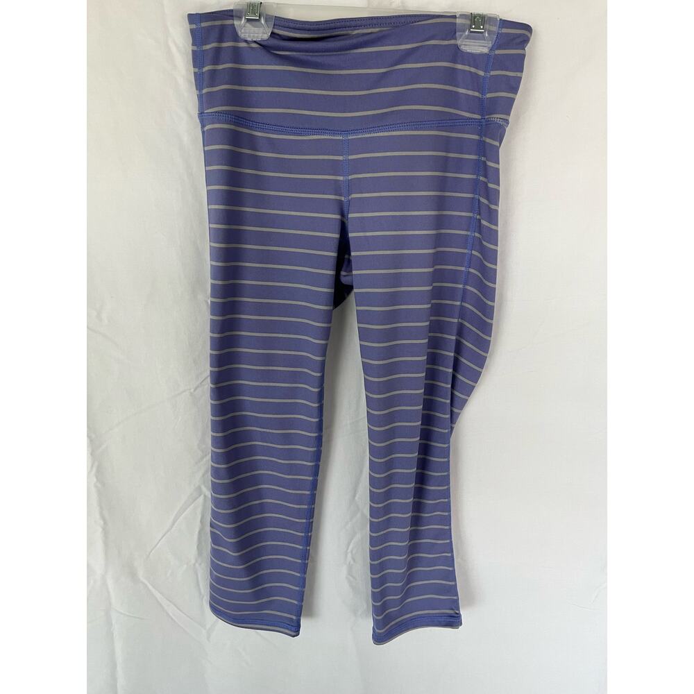 Athleta women's capri leggings gray lavender striped athleisure size small sport